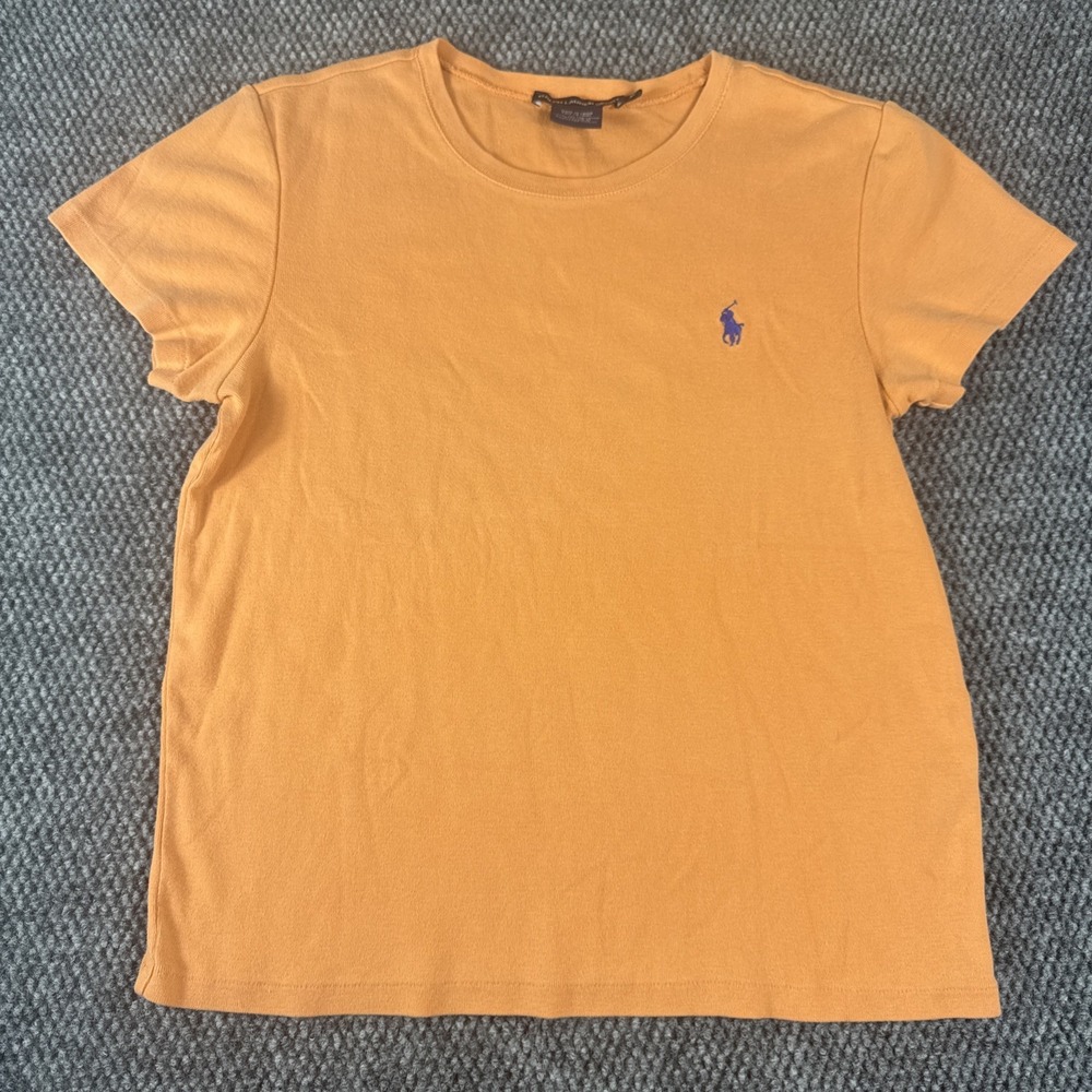 Ralph Lauren Sport Orange Crew Neck Short Sleeve Shirt Youth Size XL All Cotton